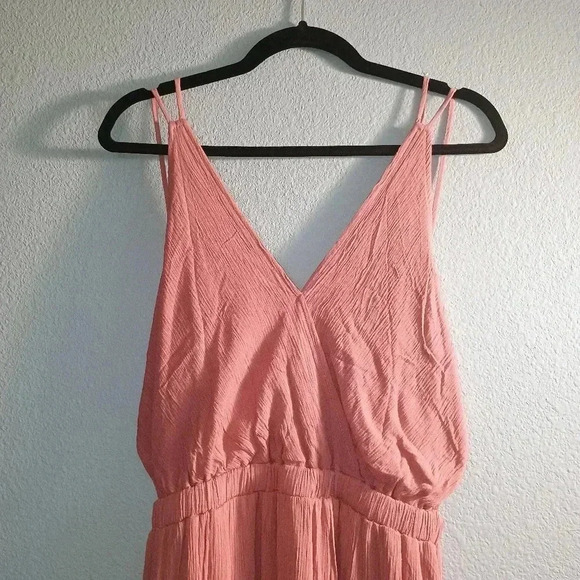 Lulus Maxi Dress Womens Medium Lost In Paradise Rusty Rose Strappy Back Slit - Picture 6 of 13